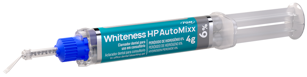 - In-office whitening with Whiteness HP Automixx 6% with brush tip